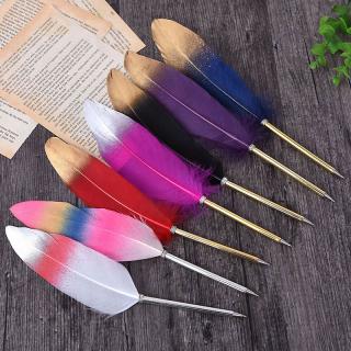 1Pc Gold Powder Pens Cute Feather Ballpoint Pens Kawaii Plush Ball Pen_1